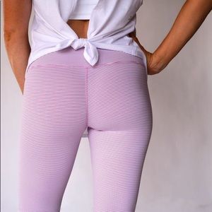 Vital 7/8 crop leggings white/pink skinny stripe